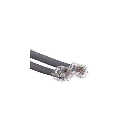 Cable Wholesale Telephone Cord (Voice), RJ12, 6P / 6C, Silver Satin, Reverse, 7 foot 8102-66207